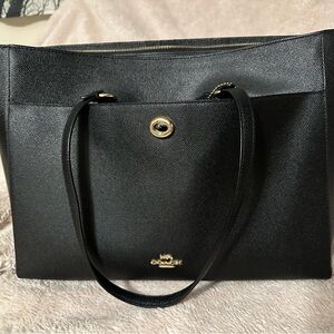 Coach Black Textured Leather Tote